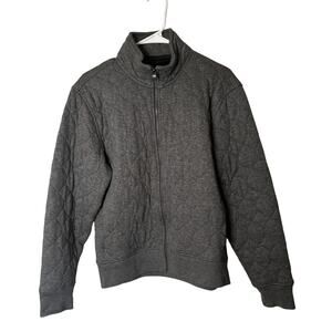 Banana Republic Men Small Gray Quilted Sweater Jacket Full Zip Cozy Lightweight